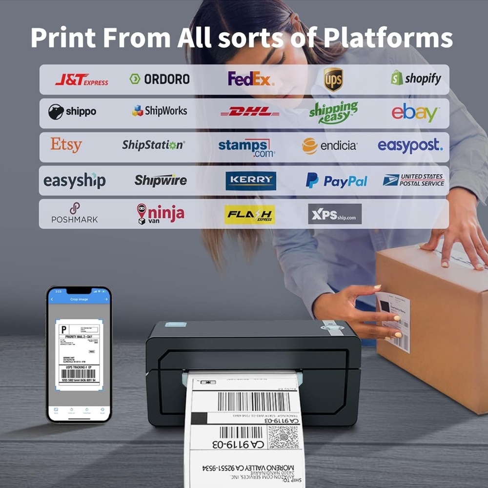 Black Office Label Maker with Thermal Printing - Picture 3 of 6